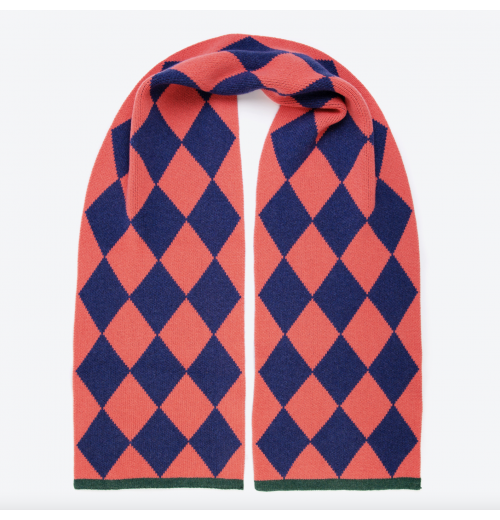 Miss Pompom Argyle Wool Scarf