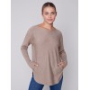 Knit Sweater with Back Lace-up Detail - Truffle