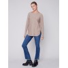 Knit Sweater with Back Lace-up Detail - Truffle