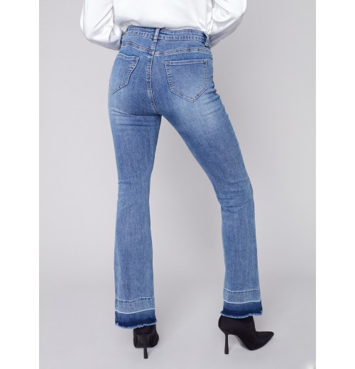 Bootcut Jeans with Contrast Cuff - Medium Blue