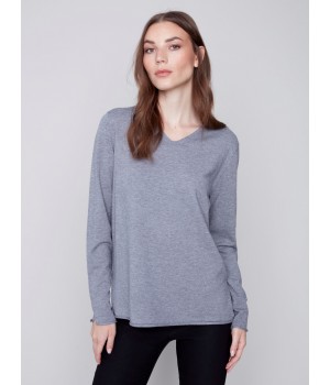 Basic V-Neck Sweater - Gray