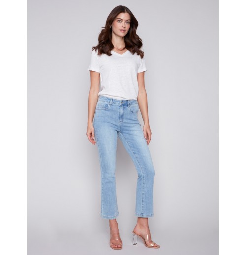 Bootcut Stretch Denim Pants - Light Blue