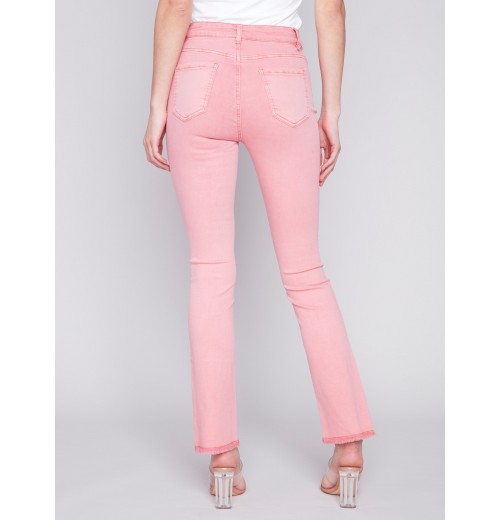 Bootcut Twill Pants with Asymmetrical Hem - Tulip