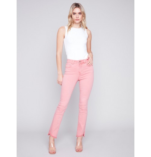 Bootcut Twill Pants with Asymmetrical Hem - Tulip