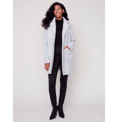 Bouclé Knit Coat - Charcoal