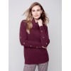 Cowl Neck Sweater with Button Detail - Port