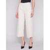 Cropped Wide Leg Pants - Beige