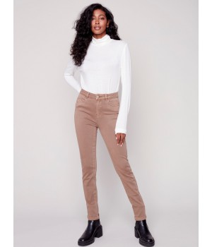 Cuffed Hem Twill Jeans - Truffle