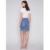 Embroidered Hem Denim Skort - Medium Blue