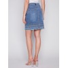 Embroidered Hem Denim Skort - Medium Blue