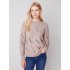 Embroidered Round Neck Sweater - Almond