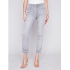 Frayed Hem Denim Pants - Light Grey