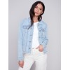 Jean Jacket with Frayed Edges - Bleach Blue