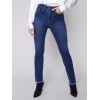 Jeans with Eyelet Hem Detail - Indigo