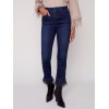 Jeans with Removable Feather Hem - Blue Black