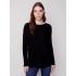 Knit Sweater with Back Lace-up Detail - Black