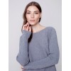 Knit Sweater with Lace-up Cuffs - Gray