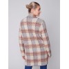 Long Plaid Cardigan with Shawl Collar - Truffle