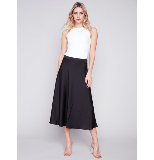 Long Satin Skirt - Black