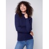 Mock Neck Rib Sweater - Navy