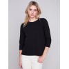 Organic Cotton Slub Knit Top - Black