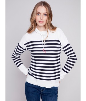 Ottoman Cotton Funnel Neck Sweater - Nautical