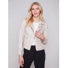 Pearlized Faux Leather Jacket - Champagne