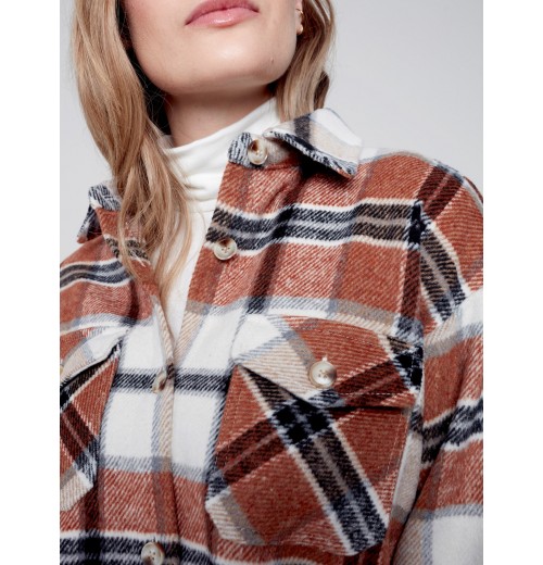 Plaid Flannel Shirt Jacket - Cider