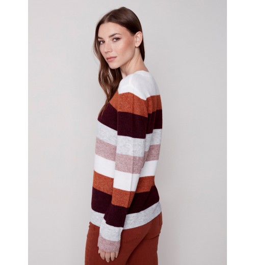 Plush Striped Sweater - Powder