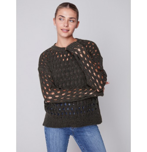 Plush Net Stitch Sweater - Spruce