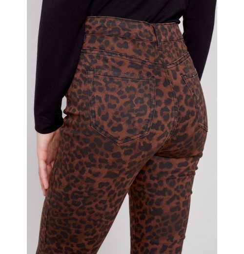 Printed Bootcut Stretch Twill Pants - Cheetah