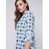 Printed Crinkle Georgette Blouse - Denim