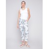 Printed Crinkle Jogger Pants - Summer Leaf