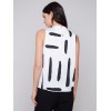 Printed Sleeveless Satin Top - Paint Brush