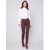 Pull-On Twill Pants with Snap Button Hem - Chocolate