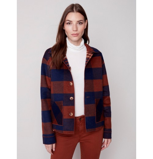 Reversible Plaid Jacket - Cinnamon