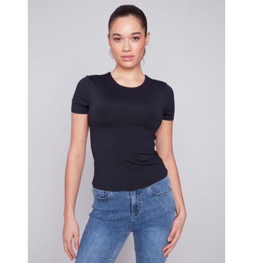 Short-Sleeved Super Stretch Top - Black