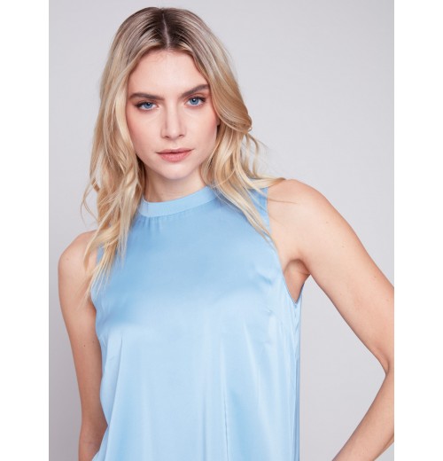 Sleeveless Satin Top - Sky