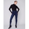 Slim Leg Jeans with Geometric Embroidery - Blue Black