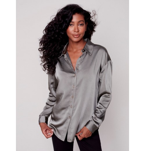 Solid Gutsy Satin Shirt - Spruce