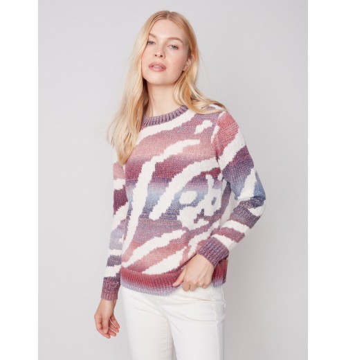 Space Dye Knit Sweater - Ruby