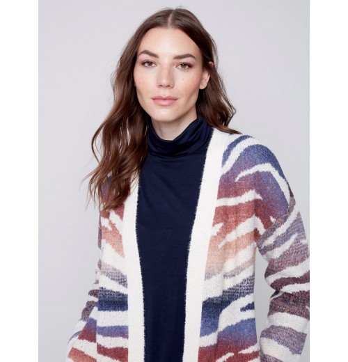 Space Dye Long Knit Cardigan - Amethyst