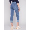 Straight Leg Jeans with Folded Cuff - Medium Blue