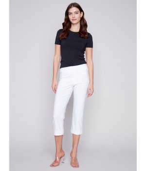 Stretch Pull-On Capri Pants - White