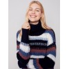 Striped Cowl Neck Sweater - Navy