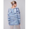 Striped Hooded Sweater with Kangaroo Pocket - Denim