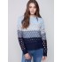 Striped Net Stitch Sweater - Indigo