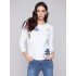 Sweater with Flower Patches - White