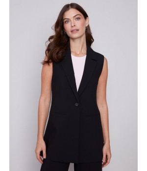 Tailored Blazer Vest - Black