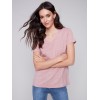 V-Neck Linen T-Shirt - Dusty Rose